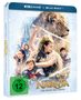 "4K ULTRA HD + BLU-RAY", "FSK ab 12 freigegeben". Kinder in fantastischen Outfits, ein Löwe und eine Person mit Krone und Schwert., 1 Ultra HD Blu-ray und 1 Blu-ray Disc