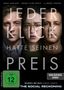 "Jeder Klick hatte seinen Preis". Drei ernste Gesichter nebeneinander. Unten: "Drehbuch und Regie: Aaron Sorkin"., DVD