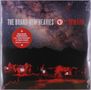 "The Brand New Heavies", "Forward". Graue Galaxie, rote Schrift. Rote Band-Silhouetten unter sternklarem Himmel., 2 LPs
