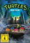 "TURTLES DER FILM" steht oben. Unteren Text: "FSK ab 6 freigegeben", "RESTAURIERT IN 4K". Vier Schildkröten schauen aus Gully., DVD