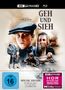 „GEH UND SIEH“, ein Film von Elem Klimow. Gemälde: Junge mit Mütze, Frau weint, Kriegsszene, brennendes Gebäude. FSK 16.