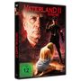 "VATERLAND II: BLUTIGER ENGEL", FSK ab 12. Illustration mit ernstem Gesicht, einem Soldaten und einer knienden Person., DVD