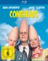 Text oben: "DAN AYKROYD" "JANE CURTIN" "CONEHEADS". Darunter drei Personen mit spitz zulaufenden Köpfen vor blauem Himmel., Blu-ray Disc