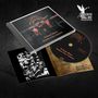 Ein CD-Cover zeigt den Titel "A Black Moon Broods Over Lemuria". Daneben ein offenes Booklet und die CD mit dem gleichen Text., CD