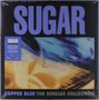 „SUGAR“, „COPPER BLUE THE SINGLES COLLECTION“ in lila und blau über abstrakter Kunst in Gelb und Blau., 4 Singles 12"