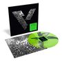 Cover mit "Simple Minds", "Sacrosanct", "Beginner Boys", "Jerusalem". Schwarze und silberne Kunst, grüne Vinyl-Schallplatte., LP