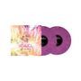 "The Hold Steady, Boys and Girls in America" in rosa Schrift, buntes Cover, zwei lila Vinyl-Schallplatten., 2 LPs