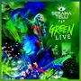 Text: "SERAINA TELLI GREEN LIVE." Zwei Sängerinnen mit Mikrofon, bunte Blumen und Gitarren, grüne Blätter im Hintergrund., CD