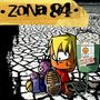 "Zona 84" in handgemalter Schrift auf gelbem Band. Zeichnung: Kind mit Blonden Haaren, Infusion, Spielzeug und rissigem Boden., CD