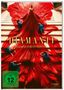 „DIAMANTI“ und „Ein Film von Ferzan Özpetek“. Eine Frau in einem prächtigen roten Kleid auf einer Treppe., DVD