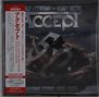 Text: "ACCEPT", "50", "Teutonic Titans 1976-2026". Metallstruktur in dramatischer Landschaft. Japanischer Text links., 2 CDs