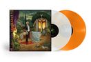 Japanische Schriftzeichen, darunter „アンスラックス“. Eine Illustration mit einem Magier, schweben Frauen, Dämonen und mystische Türen. Vinyl-Schallplatten in Orange und Weiß., 2 LPs