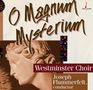 "O Magnum Mysterium" und "Westminster Choir" in großen Buchstaben, mit einem seitlichen Relief eines Gesichtes darunter., LP