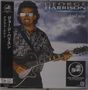 "GEORGE HARRISON cloud nine". Person mit Sonnenbrille und E-Gitarre vor bewölktem Himmel. DARK HORSE RECORDS Logo.