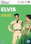 "ELVIS in GI BLUES". Elvis in Uniform, lächelnd neben Frau in grünem Kleid, grüner Hintergrund mit Filmklassifizierungen., DVD
