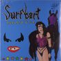 Text: "Surfbort Reality Star". Illustration einer Frau in lila Outfit neben einem Pferd auf blauem Hintergrund., LP