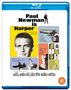 "Paul Newman is Harper." Oben mittig, ein Mann und eine Waffe; Bilder und Texte beschreiben Harper mit Personen und Szenen. Altersfreigabe 12., Blu-ray Disc