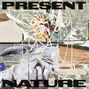Die Worte "PRESENT NATURE" in dicken schwarzen Buchstaben, überlagert auf einem abstrakten, bunten Hintergrund., LP