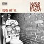 Text: "Ridin' With...", "Nasser Bouzida". Ein Mann fährt in einer schmalen Gasse einen Motorroller., CD