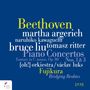 Beethoven, martha argerich, naruhiko kawaguchi, bruce liu, Piano Concertos. Blauer Hintergrund.