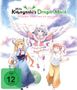 "Miss Kobayashi's Dragon Maid. Ein einsamer Drache sehnt sich nach Liebe." Illustration von drei Mädchen, eins mit Flügeln.