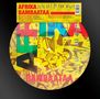 "AFRIKA BAMBAATAA Just Get Up and Dance" steht oben. Eine Vinyl-Schallplatte mit buntem, abstraktem Design., Single 12"