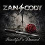 „ZANCODY“ in Metalloptik, „Beautiful 'n Damned“ in geschwungener Schrift, Dolch und Rose vor alter Uhr., LP