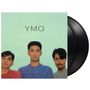 Text oben: "Y.M.O." 
Unten: "NAUGHTY BOYS". 
Drei Männer in bunten Pullovern, Vinyls sichtbar., 2 LPs