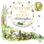 „WINNIE-THE-POOH A Colouring Book“ von A.A. Milne & E.H. Shepard. Illustration mit Kind, Tieren und Insekten in der Natur., Buch