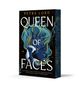„QUEEN OF FACES“ von PETRA LORD. Illustration: Frauengesicht, Wellen, Schloss, Schmetterling, Sterne., Buch