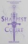 "Sharpest Court" von Kiera Azar. Illustration von Schwert mit Ornamenten und filigranen Zweigen umgeben von feinen Linien.