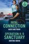 "2 BOOKS IN ONE. FATAL CONNECTION von Katie Mettner und OPERATION K-9 SANCTUARY von Justine Davis. Ein Mann im Rollstuhl und eine Frau, beide ernst, vor einem Polizeiauto bei Dämmerung.", Buch