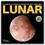 Text: "A GLOW-IN-THE-DARK CALENDAR FOR 2027 LUNAR YEAR", "LUNAR", "365 GLOW-IN-THE-DARK MOONS". 
Bild: Mondfoto.