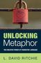Titel: "Unlocking Metaphor". Autor: L. David Ritchie. Rotes Schloss mit Herzsymbol oben abgebildet., Buch