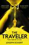 Text: "COVER TO BE REVEALED", "Joseph Eckert", "The Traveler". Ein roter Hintergrund mit kleinem Logo unten.