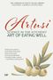 "Artusi: Science in the Kitchen and the Art of Eating Well." Illustration von grünen Oliven und Blättern, Zitat von Fred Plotkin., Buch