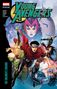 "Young Avengers" oben, "The Children's Crusade" unten. Dynamische Superhelden in actionreichen Posen vor farbenfrohem Hintergrund., Buch