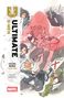 Texte: "ULTIMATE X-MEN", "FIX THE WORLD YEAR ONE", "PEACH MOMOKO", "MARVEL". Illustration von Superhelden in Aktion.