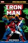 Titel: "IRON MAN". Texthinweise: "Tony Stark is Iron Man!", "Obadiah Stane is Iron Monger!". Illustration: Zwei Kämpfer in Rüstungen., Buch
