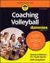 Der Text beschreibt ein Buchcover: "Coaching Volleyball for Dummies", 2. Auflage. Bild: Frauen in Volleyballkleidung., Buch