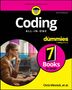 "Learning Made Easy", "Coding All-In-One", "for dummies", "7 Books in one!", Chris Minnick. Frau arbeitet am Computer.