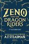 Titeltext: "Zeno and the Dragon Riders". Datum: "7th October 2027". Autor: "A.F. Steadman". Grafik: Goldene, rissige Blitze.