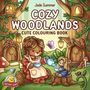 "Jade Summer: Cozy Woodlands, Cute Colouring Book." Illustration: Bär mit Blumenkranz schenkt sitzender Maus Tee ein., Buch