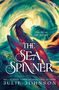 "THE SEA SPINNER", "Only she can shift the tides." Illustration eines bunten Vogels vor einem stürmischen Meer., Buch