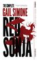 „The Complete Gail Simone Red Sonja Omnibus“ und ein Zitat. Silhouette einer kämpfenden Frau mit Schwert in Rot., Buch