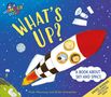 „What’s Up? A Book About Sky and Space“. Illustration: Rakete im Weltraum mit drei Gesichtern in Fenstern.