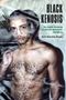 Text: „BLACK KENOSIS. The Erotic Undoing of African American Literature. Kirin Wachter-Grene.“  
Ein Mann mit freiem Oberkörper hinter zersplittertem Glas., Buch