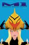 Illustration einer Figur mit goldenem Helm und blonder Haarpracht auf blauem Hintergrund., Buch