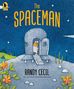 "The Spaceman" und "Randy Cecil" in großer gelber Schrift. Illustration eines Astronauten vor einem runden Raumschiff.