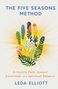 "THE FIVE SEASONS METHOD", "A Gentle Path Toward Emotional and Spiritual Balance", "LEDA ELLIOTT". Hand mit bunten Blättern.
